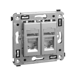 Компьютерная розетка RJ-45 в стену, кат.5e двойная экранированная,"Avanti", "Закаленная сталь"