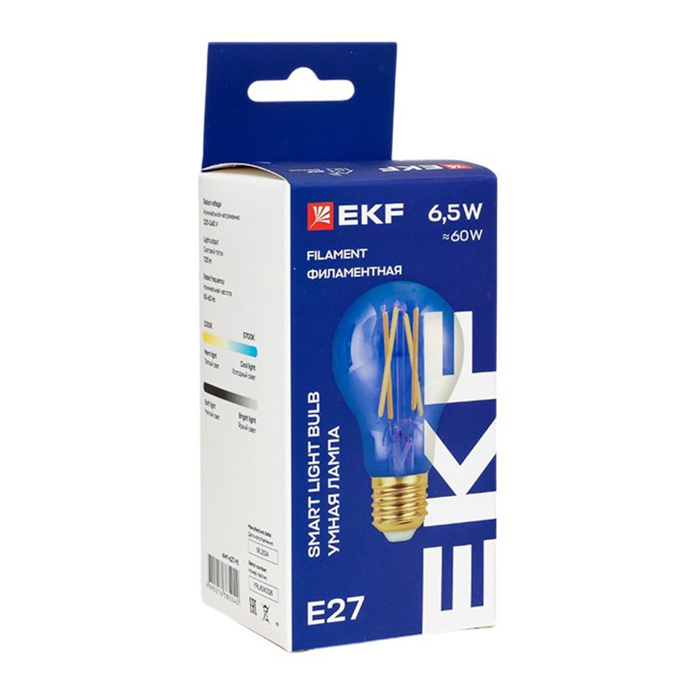Умная филаментная лампа EKF Connect E27 Wi-Fi