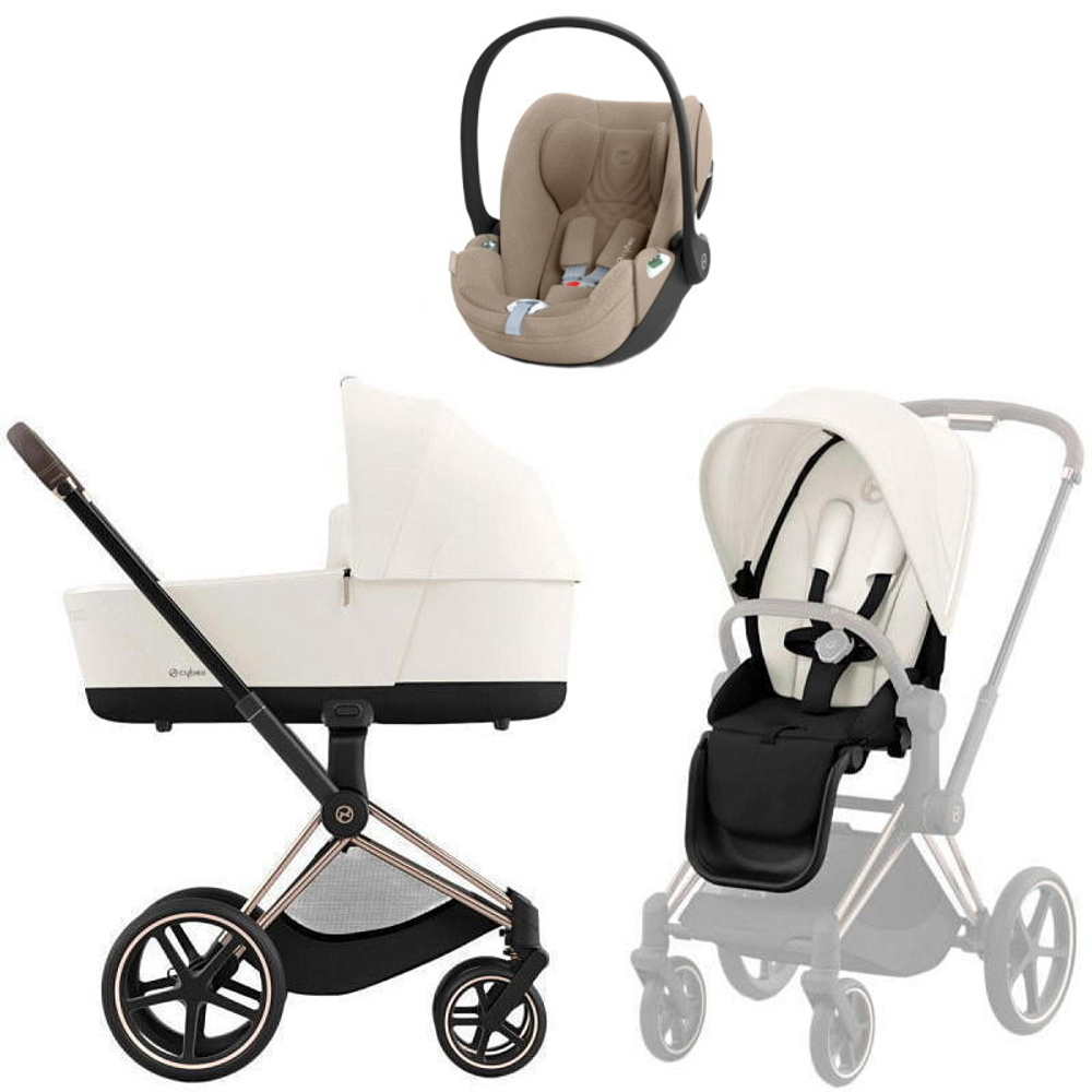Коляска Cybex Priam IV Rosegold complete Cloud T Cozy Beige Plus Base T 3 в 1 Off White