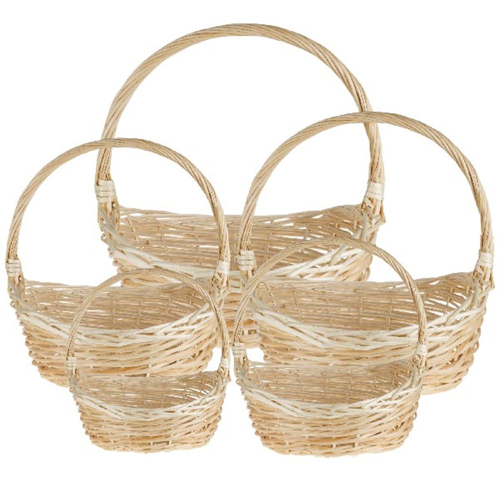 Набор корзин/5шт (ива) 53x50xH15/50см-32x27xH12/30см (Натуральный)