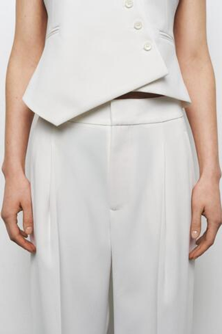 ZARA ШИРОКИЕ БРЮКИ С ЗАЩИПАМИ — ZW COLLECTION, ЭКРЮ