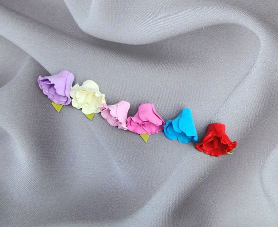 Цветы из латекса (фоамарина) бело-красный 4.5 см, набор 5 штук