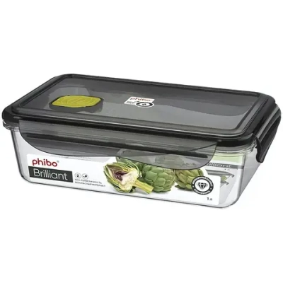 Контейнер для продуктов с клапаном 1л прямоугольный «BRILLIANT» черный