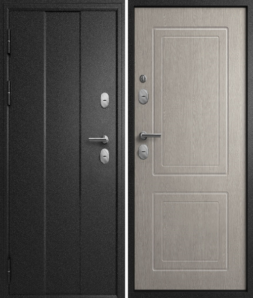 Входная дверь Мегатрон TERMO-6 МАЛЫШ Чёрный букле - Астана Эш Уайт