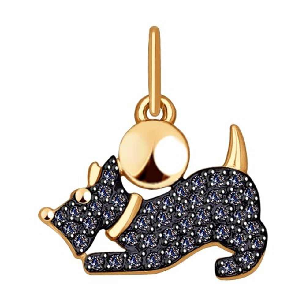 Подвеска Щенок из золота с фианитами