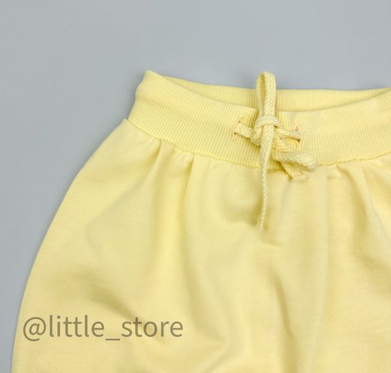 Брючки из футера "Летние цветы" бледно-желтый