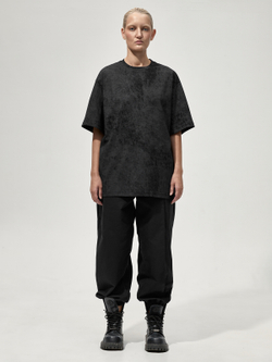 Футболка вареная "Уютная". Черно-серая