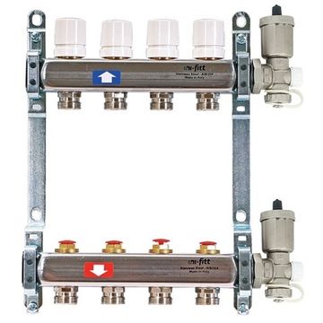 Коллектор Uni-Fitt 1"х3/4" 6 вых. нерж. сталь с регулиров, термо вентилями и воздухоотв-ми 451A4306