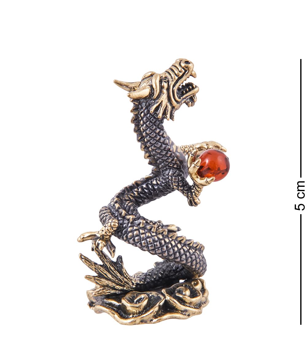 Народные промыслы AM-3852 Фигурка «Дракон Мушу» (латунь, янтарь)