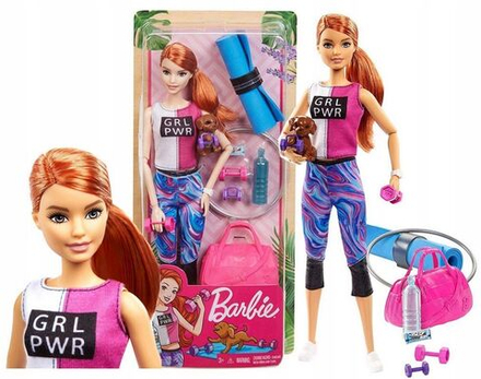 Кукла Barbie Mattel Барби с собачкой - Отдых в спортзале GJG57