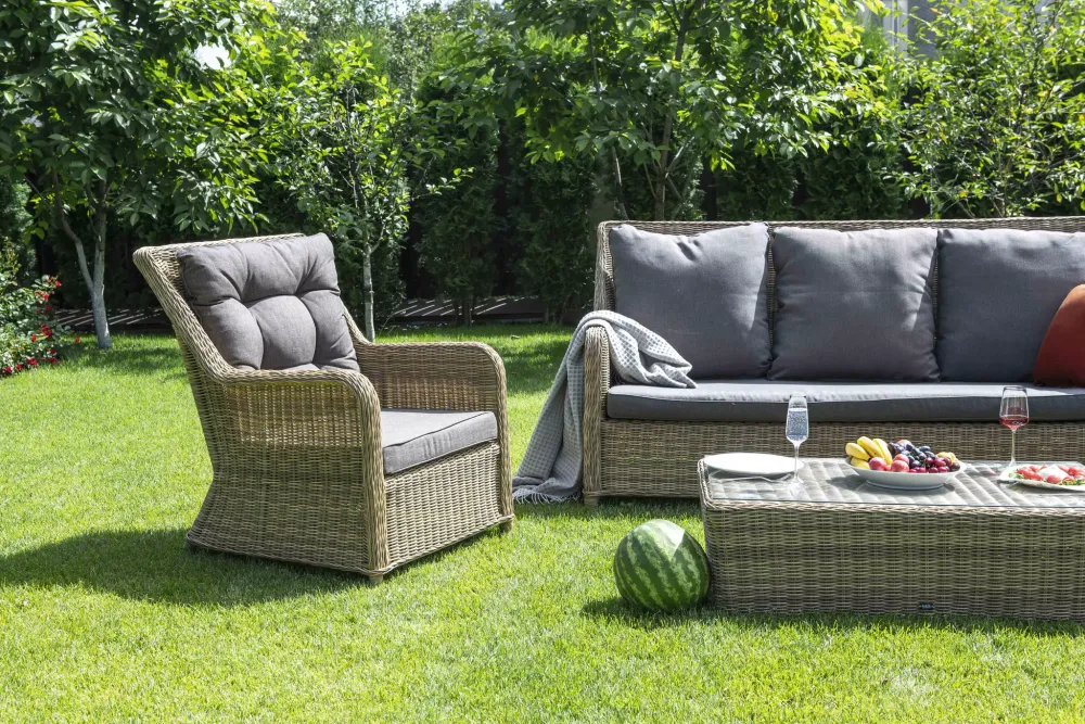 "Гляссе" лаунж-зона из искусственного ротанга, цвет соломенный