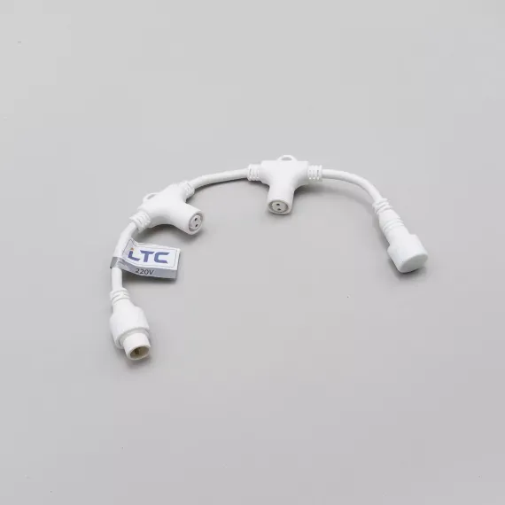 Разветвитель 2-х Лучевой для бахромы, занавесов и нитей 220В., без возможности управления, провод белый Каучук, IP65, LTC (LLR2-8)