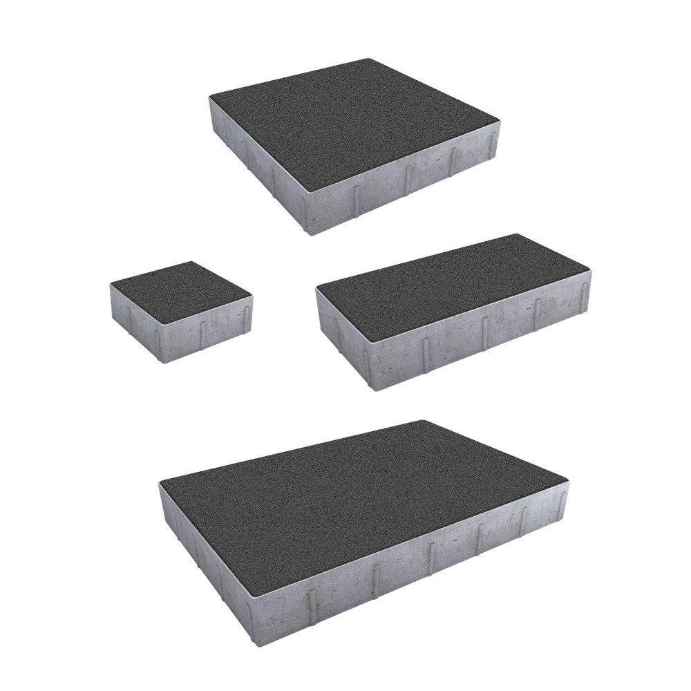 Тротуарная плитка ГРАНДО - Гранит Серый, комплект из 4 видов плит