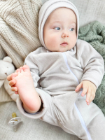 Велюровый комбинезон Mjölk Песочный серый, на манжетах, уценка