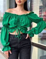 Топ Miss Sumaya 185 на резинке с длинным рукавом и затяжками спереди