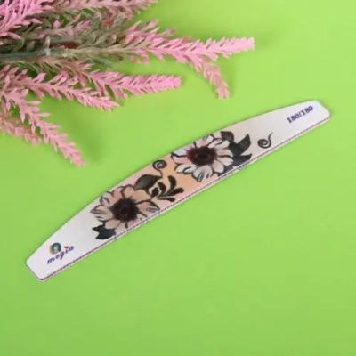 Пилка для ногтей наждачная в пакете «Professional - Flowers» абр. 180/180, полумесяц, цвет в ассортим., 17,8*2,8*0.04см