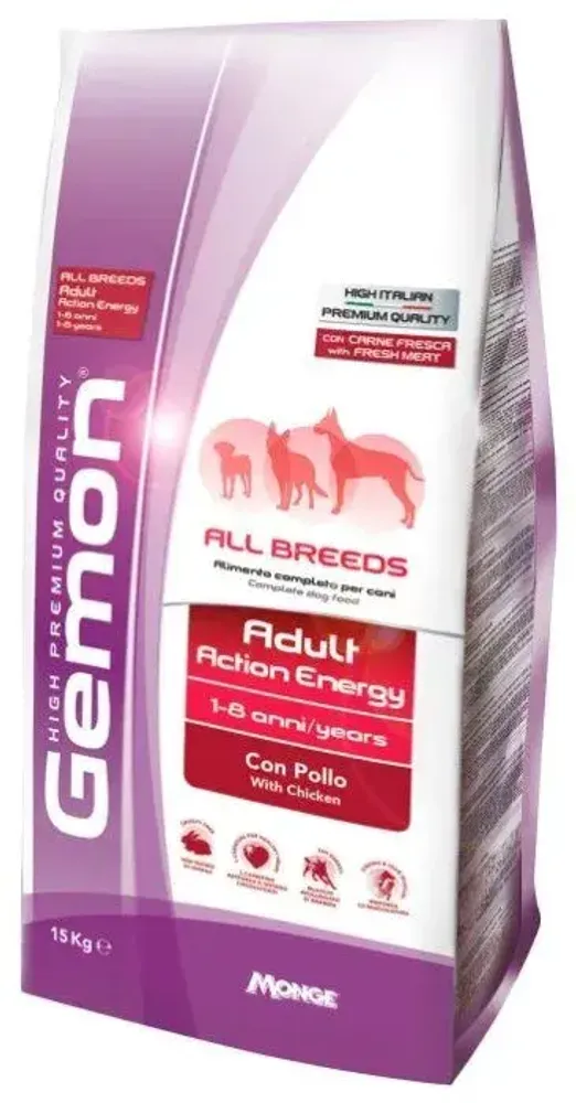 Gemon Dog All Breeds Adult Action Energy Сухой корм для активных собак с курицей