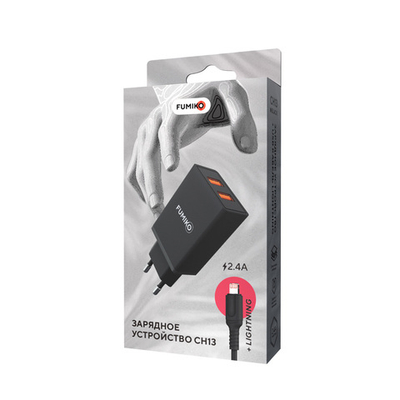 Зарядное устройство FUMIKO CH13 2.4А c Lightning черное