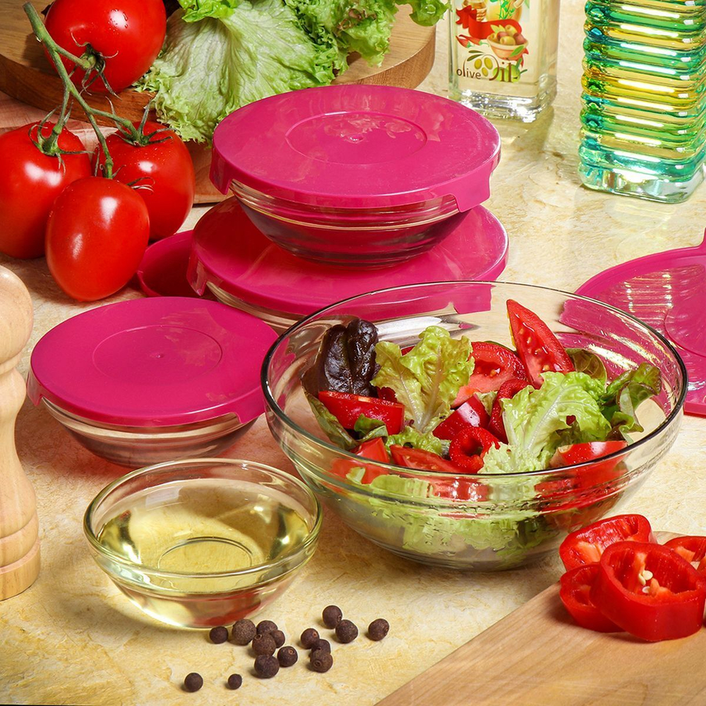 Ст Салатник НАБОР 5шт, 9,10.3,12.5,14,17см, 0.15, 0.2, 0.35, 0.5, 0.9 л с сирен крыш DANIKS