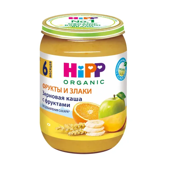 Пюре Hipp зерновая каша-фрукты 190г с 6месяцев