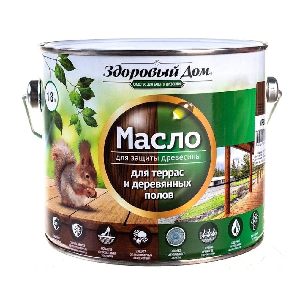Масло д/террас и дерев.полов  Здоровый Дом  Дуб  1,8л