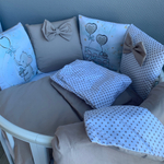 Комплект в кроватку 18 предметов "Слоник на воздушном шаре", бежевый сатин