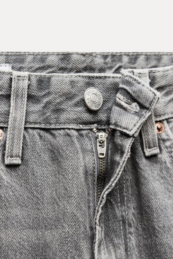 ZARA ДЖИНСЫ TRF WIDE LEG СО СРЕДНЕЙ ПОСАДКОЙ, СВЕТЛО-СЕРЫЙ