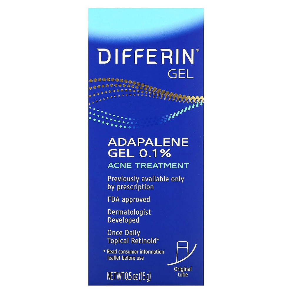 Differin, 0,1% гель с адапаленом, средство от акне, без отдушки, 15 г (0,5 унции)