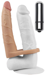 Телесная насадка-вибратор для двойного проникновения - 17 см. (Цвет: телесный)