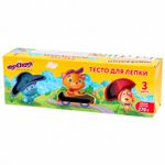 Пластилин на растительной основе (тесто для лепки) ЮНЛАНДИЯ, 3 цвета, 270 г, картонный рукав, 105507