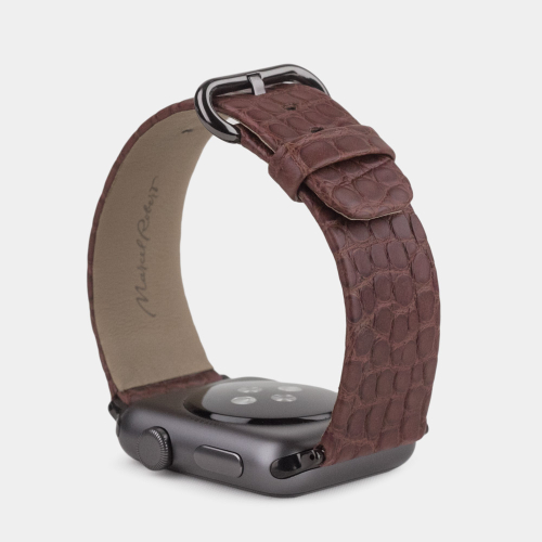 Ремешок для Apple Watch 40/41/42 mm из кожи аллигатора, коричневого цвета