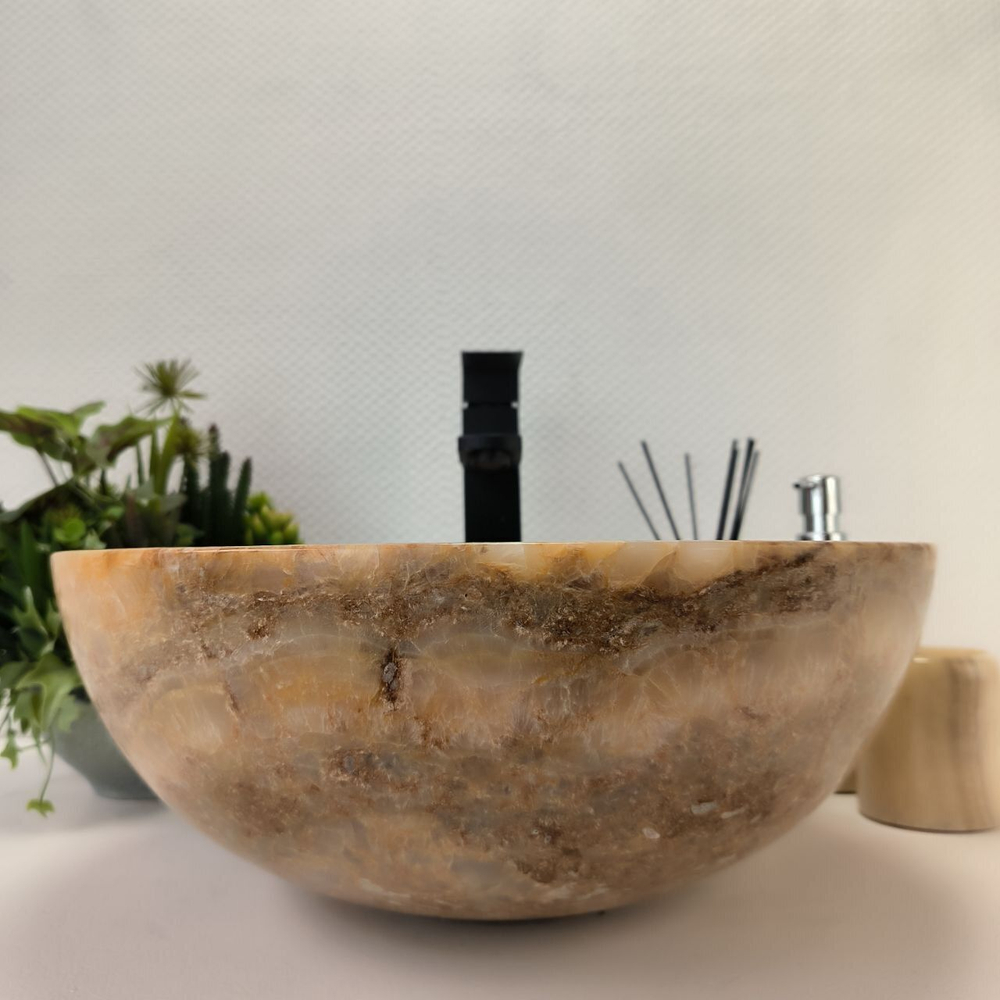 Каменная раковина из оникса Bowl Yellow Small TinLip BO-02892 (40*40*15) 140