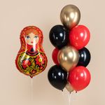 Шар (31''/79 см) Фигура, Матрешка Золотая роспись, 1 шт. в уп.