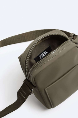 ZARA ПРОРЕЗИНЕННАЯ МИНИ-СУМКА, ЗЕЛЕНЫЙ ХАКИ