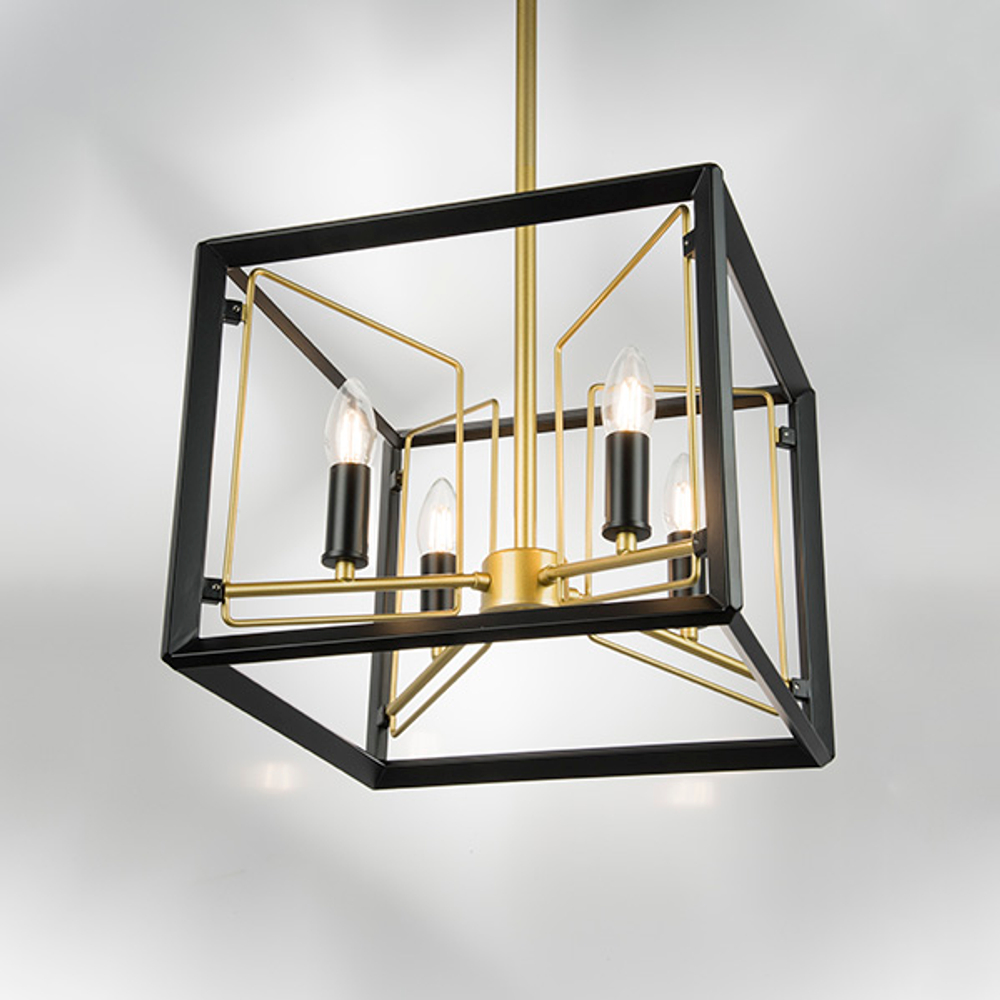 713447 Люстра REGOLO 4х40W E14 ЧЕРНЫЙ МАТОВЫЙ/ЗОЛОТО