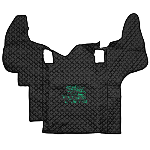 Ковры SCANIA 5 серии Р (автомат) (экокожа, черный, черный кант, зеленая вышивка)