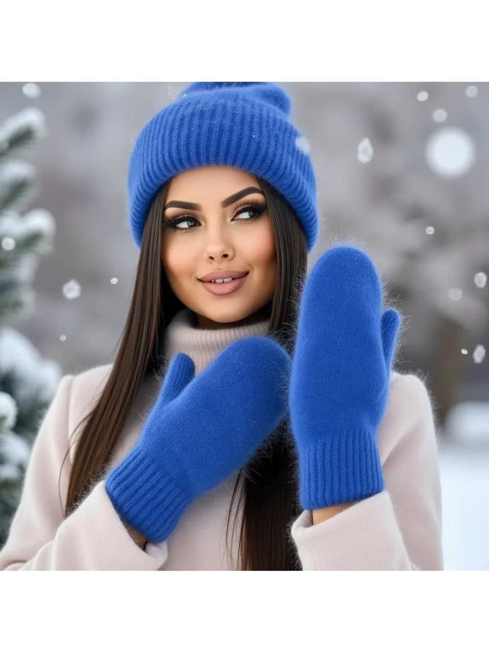 Варежки зимние теплые пушистые ангора