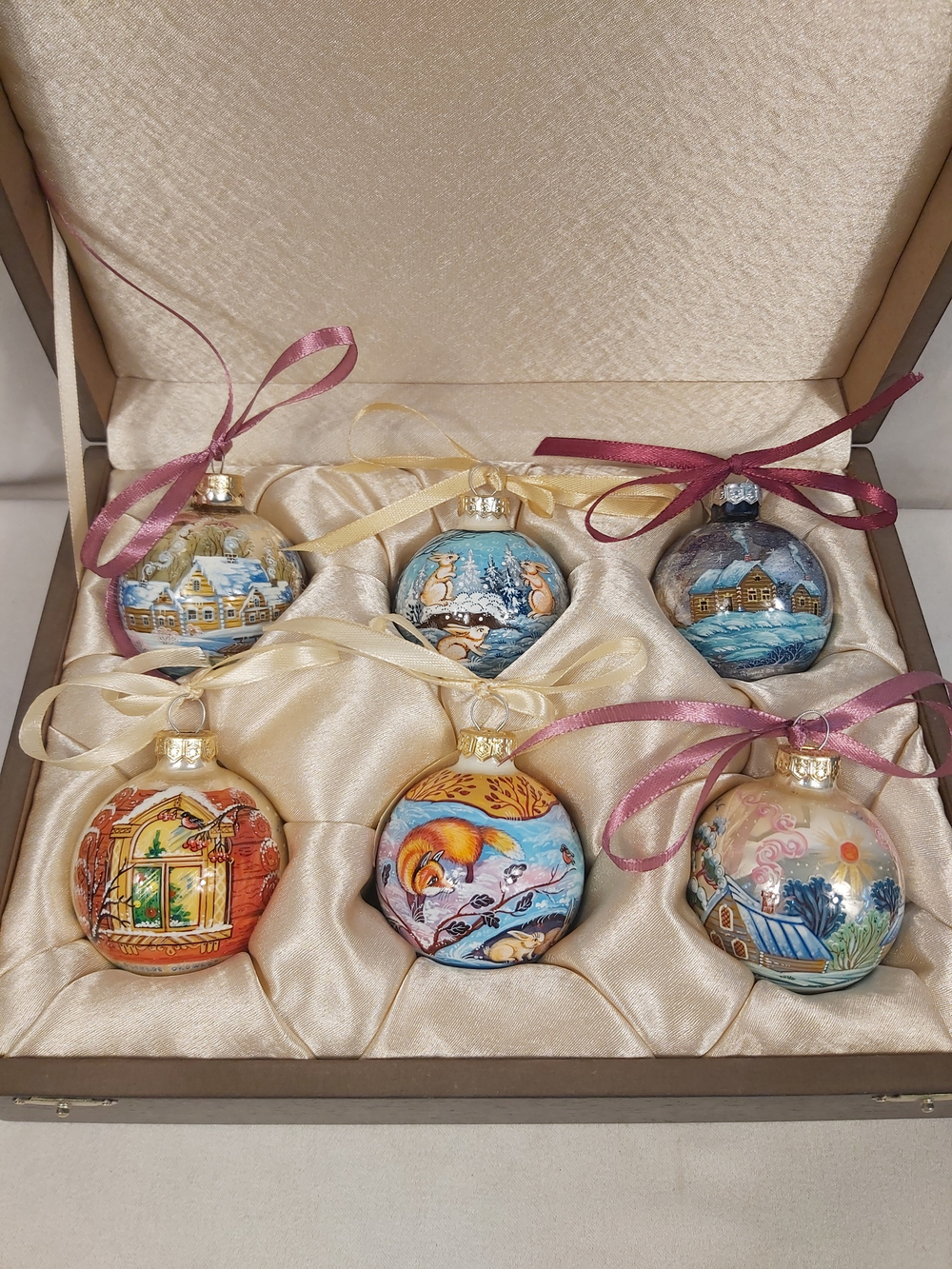 Набор елочных шаров  с ручной росписью Палех  "Новогодний"