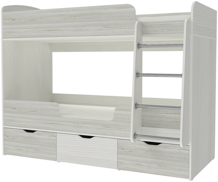 Кровать двухъярусная КарИВи Малыш Двойняшка 80х180 Белое Дерево Винтерберг