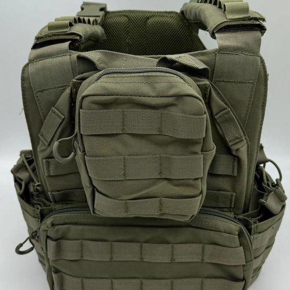 Жилет (плитник быстросъемный YAKEDA разгрузка) с подсумками на спине, олива