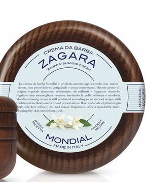 Крем для бритья Mondial "ZAGARA" с ароматом флёрдоранжа, деревянная чаша, 140 мл