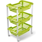 Этажерка универсальная Джета 3 корзины оливковая С735ОЛВ (комплект 4 шт)