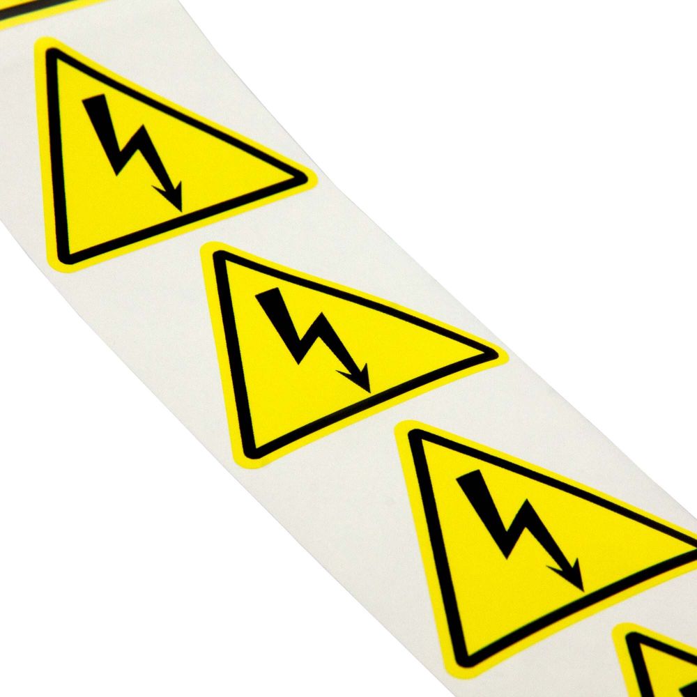 Знак &quot;Молния&quot; в рулоне полиэстер желтый глянцевый химстойкий, 50мм, треугольник