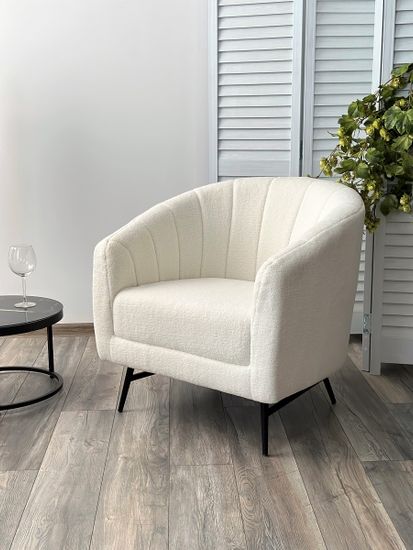 Кресло KALMAR NINI-01 Белый, teddy / черный каркас