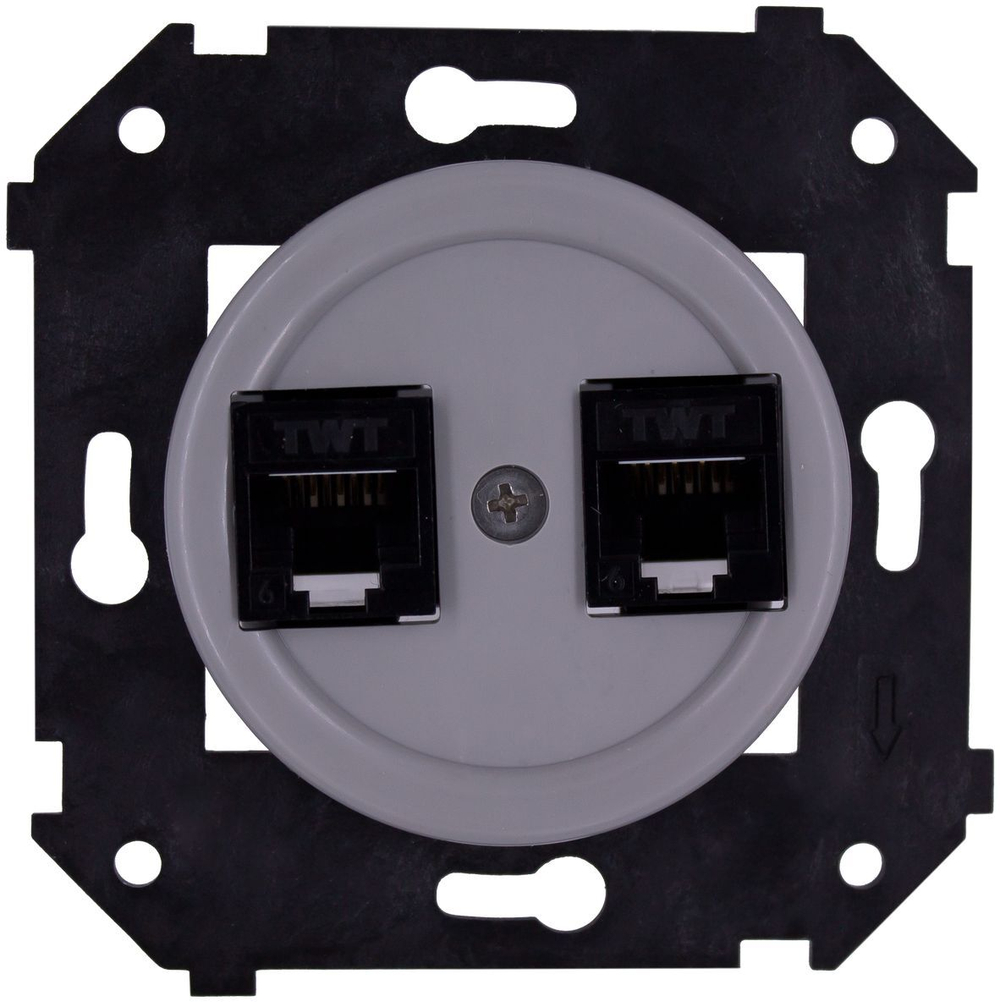 Розетка двойная компьютерная механизм + накладка, цвет Титан (скрытый монтаж) B3-302-26