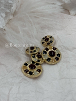 Пуговицы золотистые с коричневой, желтой, молочной эмалью