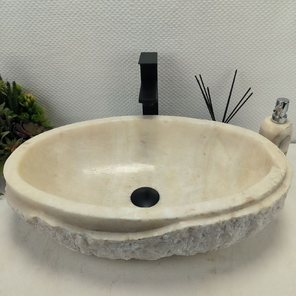 Раковина из оникса Oval White Marmo Wave OO-62533 58*38*15