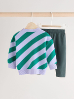 Свитер и легинсы в комплекте для малышей Next E16-833, Зеленый, Серый, Темно-серый