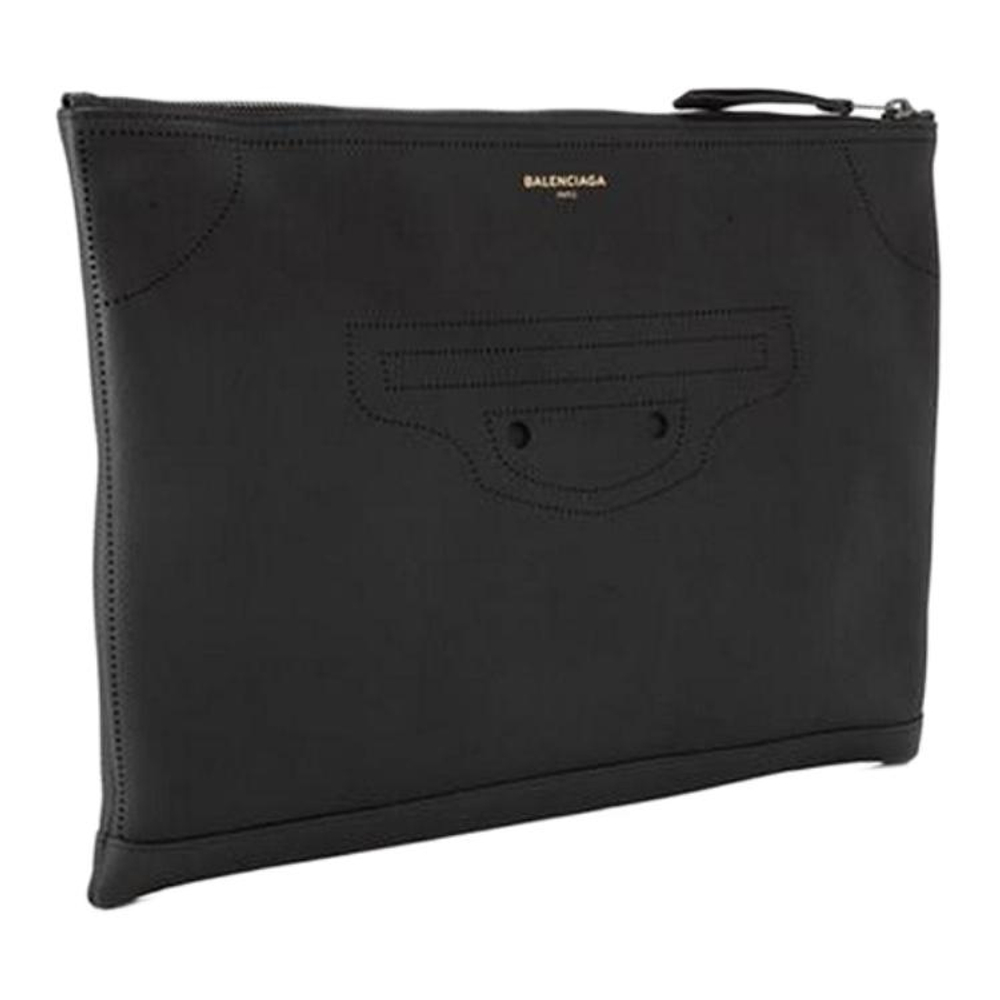 Balenciaga Cow Leather Clutch Unisex Black