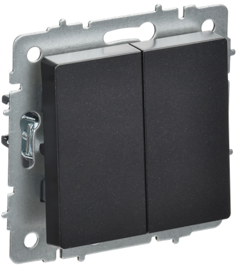 BRITE Выключатель 2-клавишный перекрестный 10А ВС10-2-3-БрЧ черный IEK